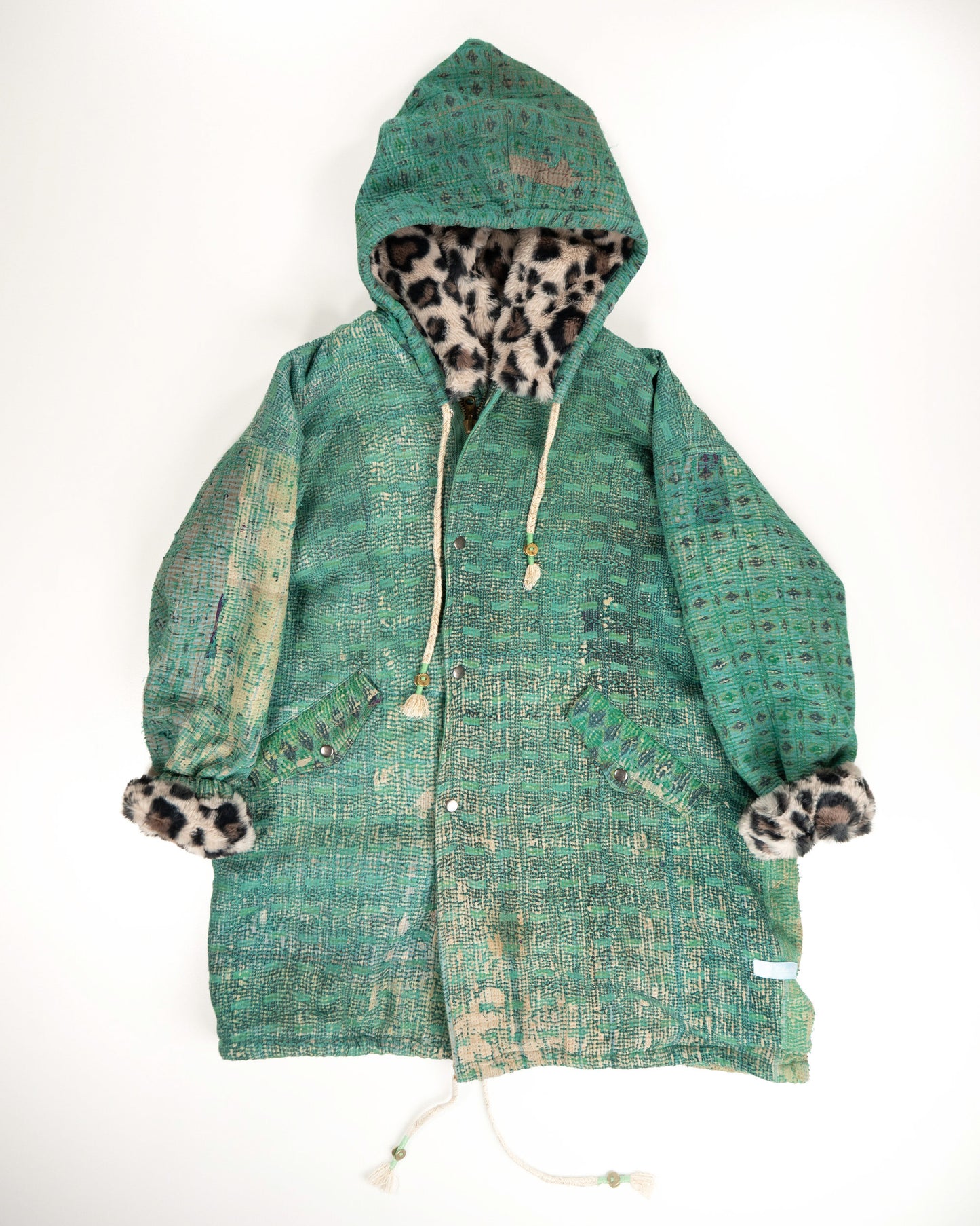 THE BLUE ISLAND - LEOPARD FUR-LINED COAT IN KANTHA COLOR 2