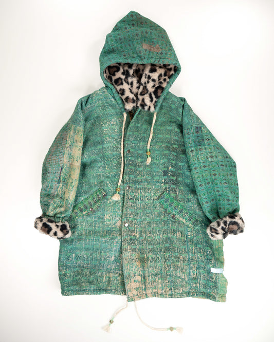 THE BLUE ISLAND - LEOPARD FUR-LINED COAT IN KANTHA COLOR 2