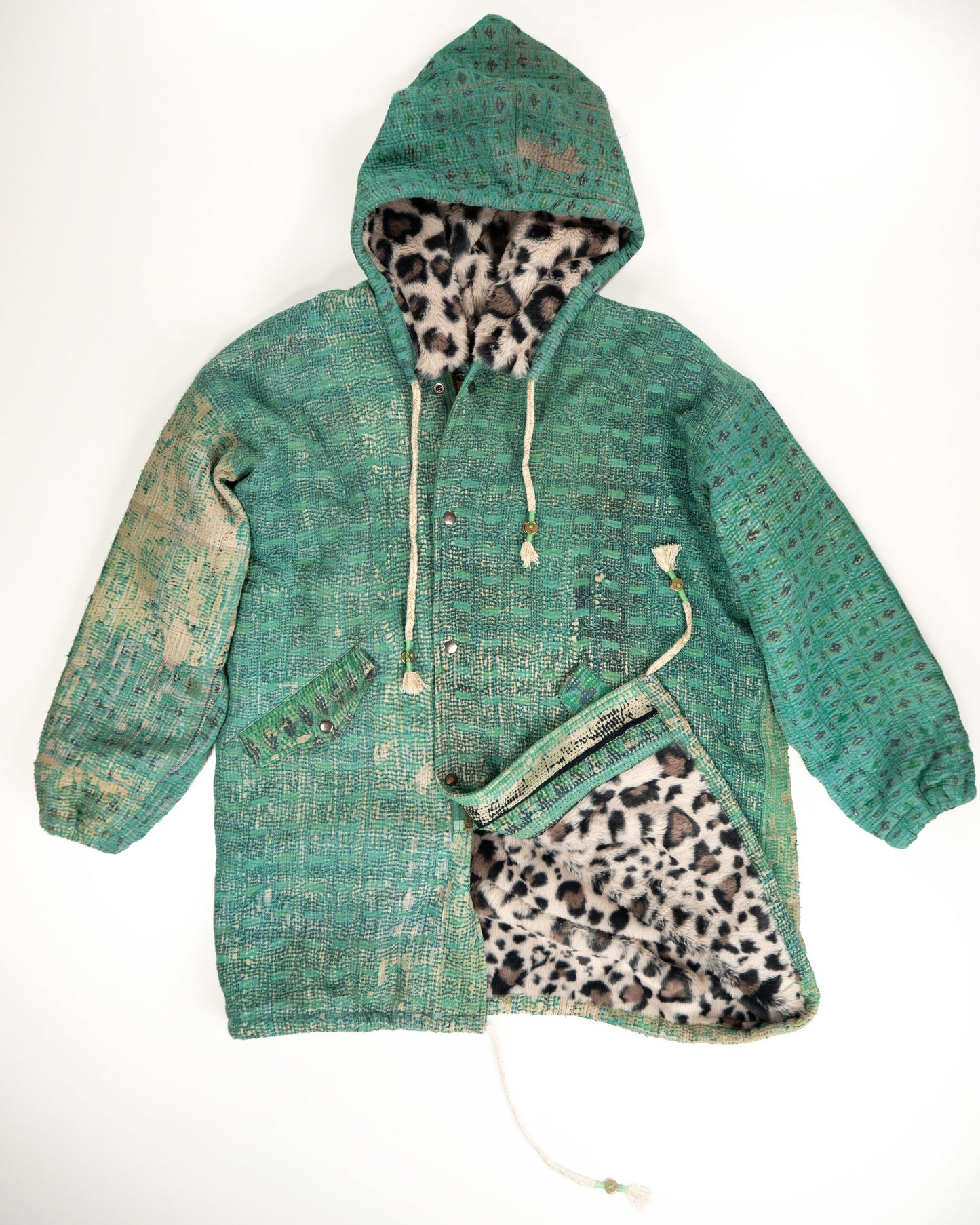 THE BLUE ISLAND - LEOPARD FUR-LINED COAT IN KANTHA COLOR 2