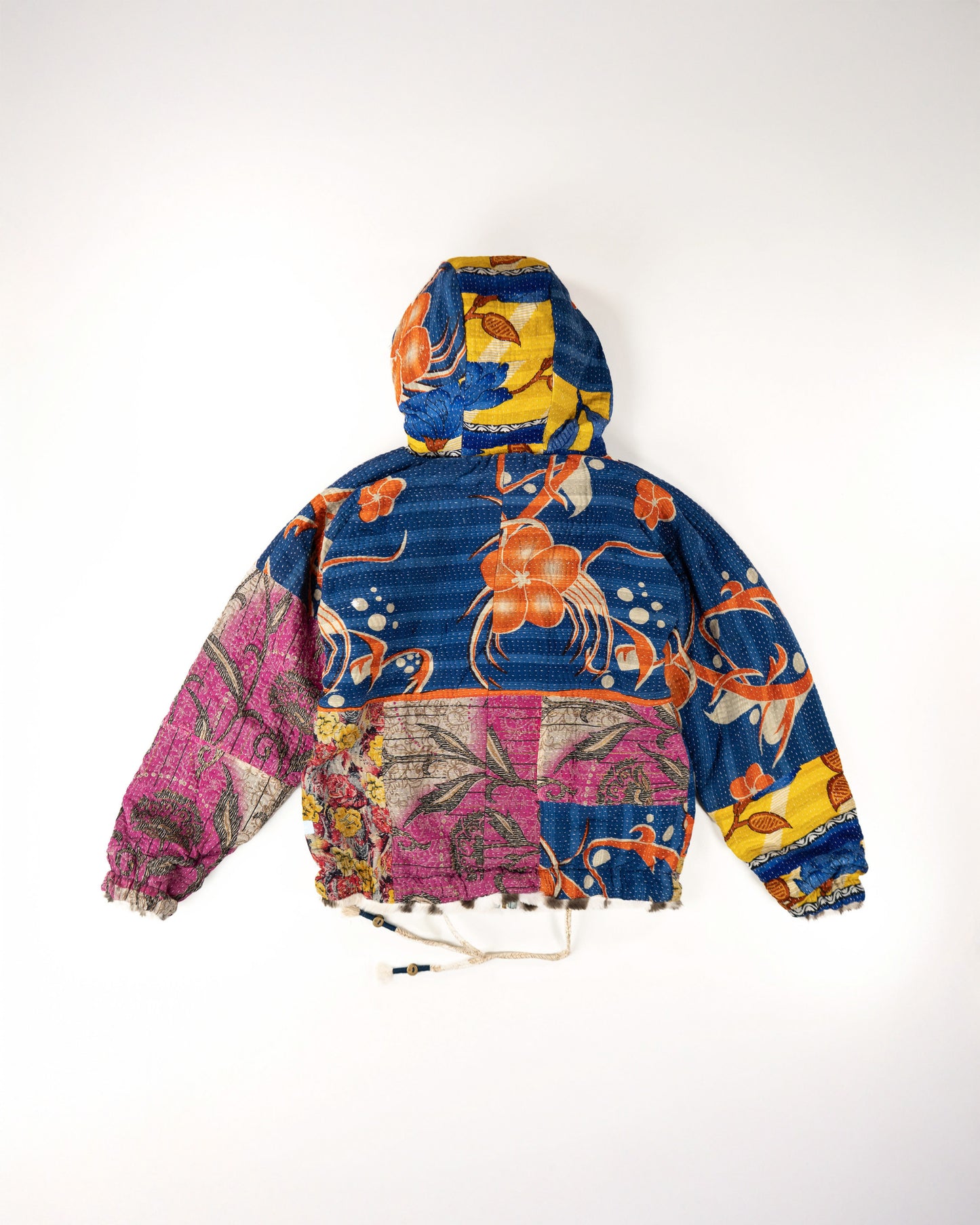 L’ÎLE BLEUE - HOODY FOURRÉ LÉOPARD EN KANTHA COULEUR 3