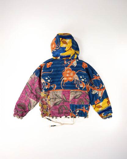 L’ÎLE BLEUE - HOODY FOURRÉ LÉOPARD EN KANTHA COULEUR 3