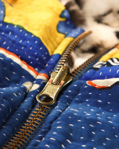 L’ÎLE BLEUE - HOODY FOURRÉ LÉOPARD EN KANTHA COULEUR 3