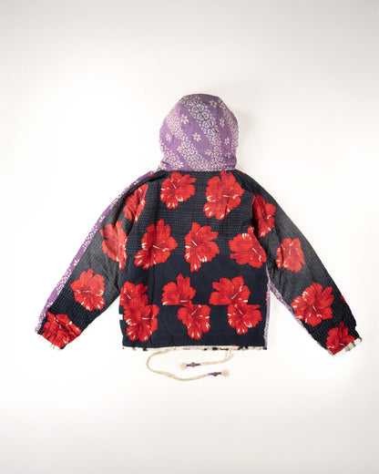 L’ÎLE BLEUE - HOODY FOURRÉ LÉOPARD EN KANTHA COULEUR 26