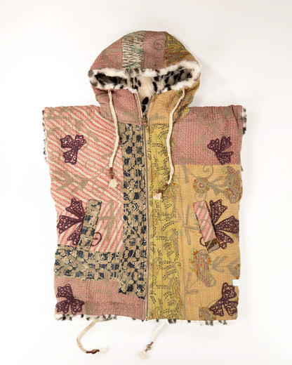 THE BLUE ISLAND - LEOPARD SLEEVELESS HOODIE IN KANTHA COLOR 7