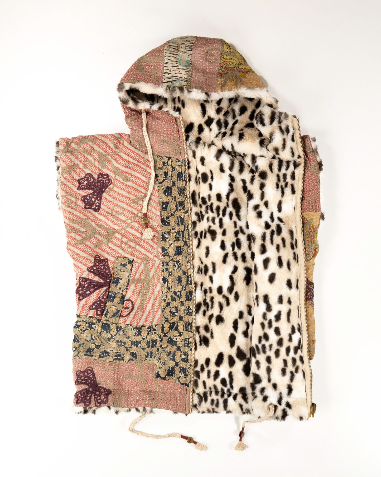 THE BLUE ISLAND - LEOPARD SLEEVELESS HOODIE IN KANTHA COLOR 7