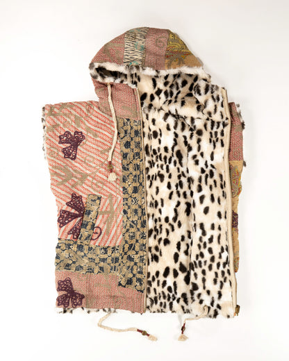 THE BLUE ISLAND - LEOPARD SLEEVELESS HOODIE IN KANTHA COLOR 7