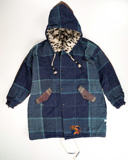 L'ÎLE BLEUE - MANTEAU FOURRÉ LÉOPARD EN KANTHA COULEUR 4