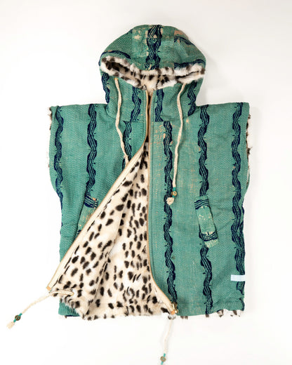 THE BLUE ISLAND - LEOPARD SLEEVELESS HOODIE IN KANTHA COLOR 6
