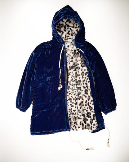 THE BLUE ISLAND - LEOPARD FURNITED HOODIE IN KANTHA COLOR 2