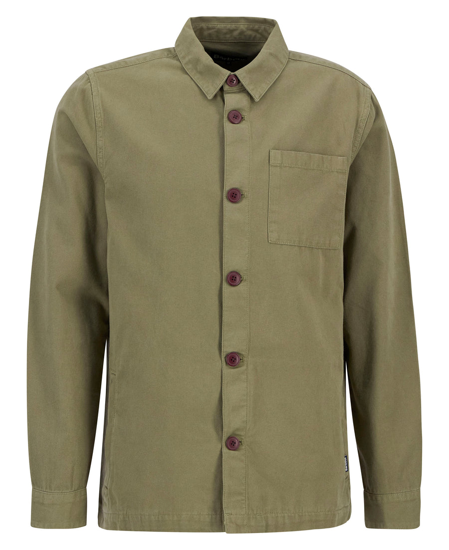 SURCHEMISE BARBOUR HOMME - REGULAR WASHED OVERSHIRT BLEACHED OLIVE