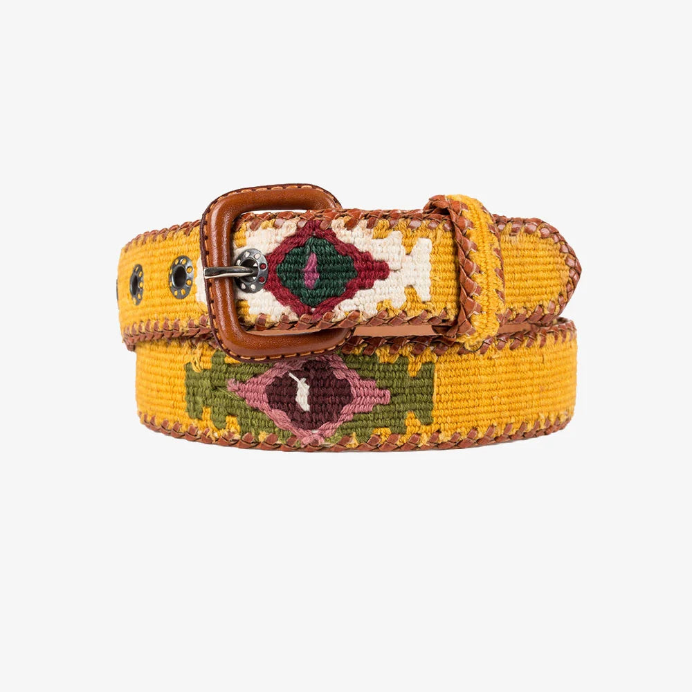Ceinture tissée unisexe La Mansa Moutarde, vue principale