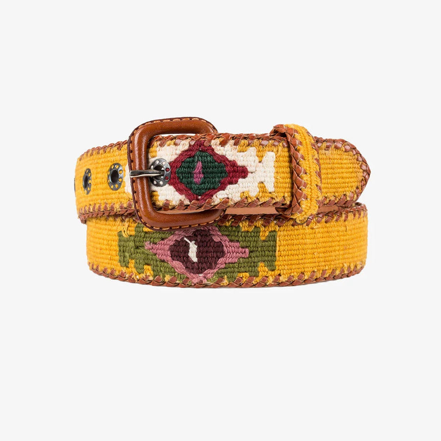Ceinture tissée unisexe La Mansa Moutarde, vue principale