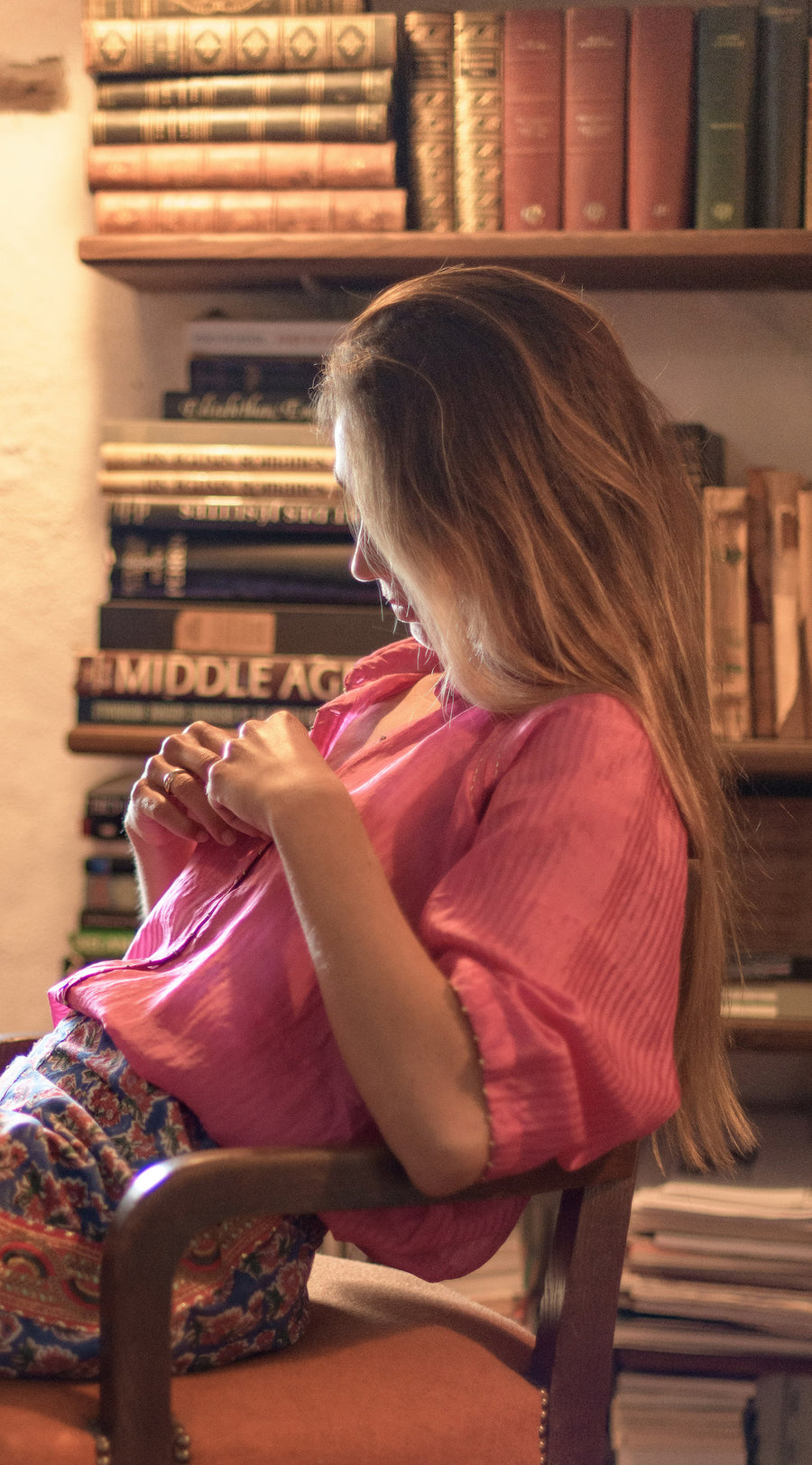 L'ILE BLEUE - Blouse Femme Nochon en soie rose fushia