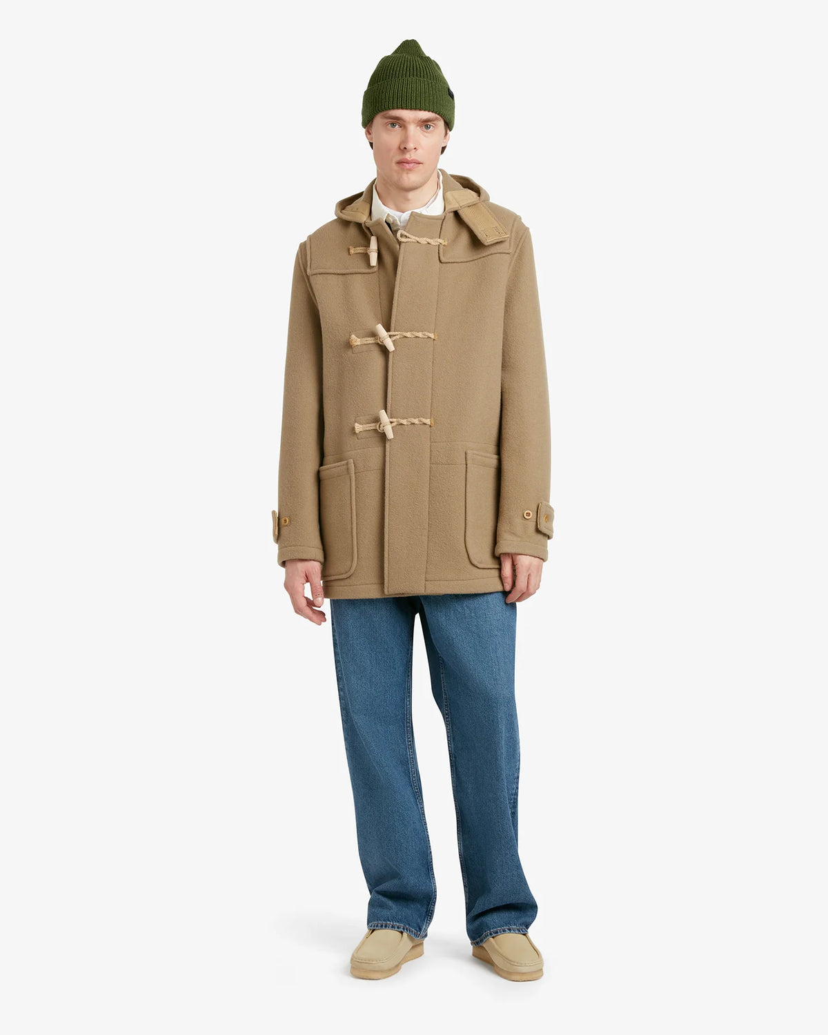 Duffle-coat mi-long Gloverall Monty camel en laine pour homme, troisième vue