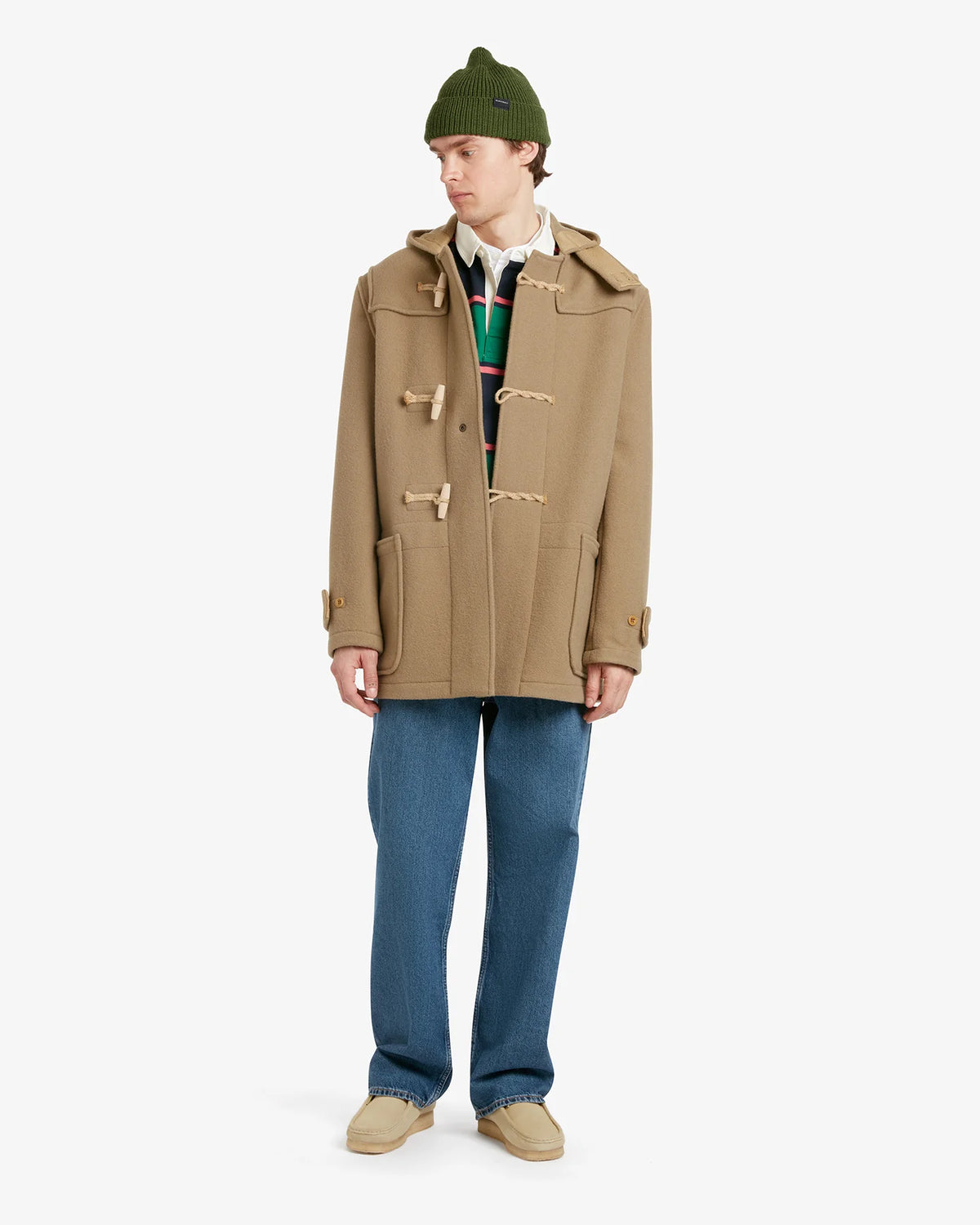 Duffle-coat mi-long Gloverall Monty camel en laine pour homme, quatrième vue