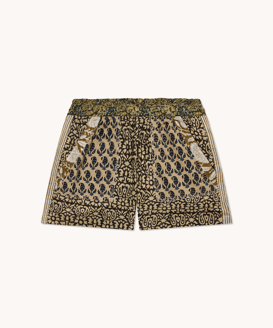 L'ILE BLEUE - Short Naxos Blockprint fleuri
