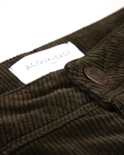 ACQUAVERDE - PANTALON VELOUR CHARLOTTE VERT FORET