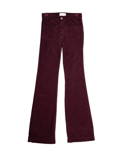 ACQUAVERDE - PANTALON VELOUR CHARLOTTE AUBERGINE