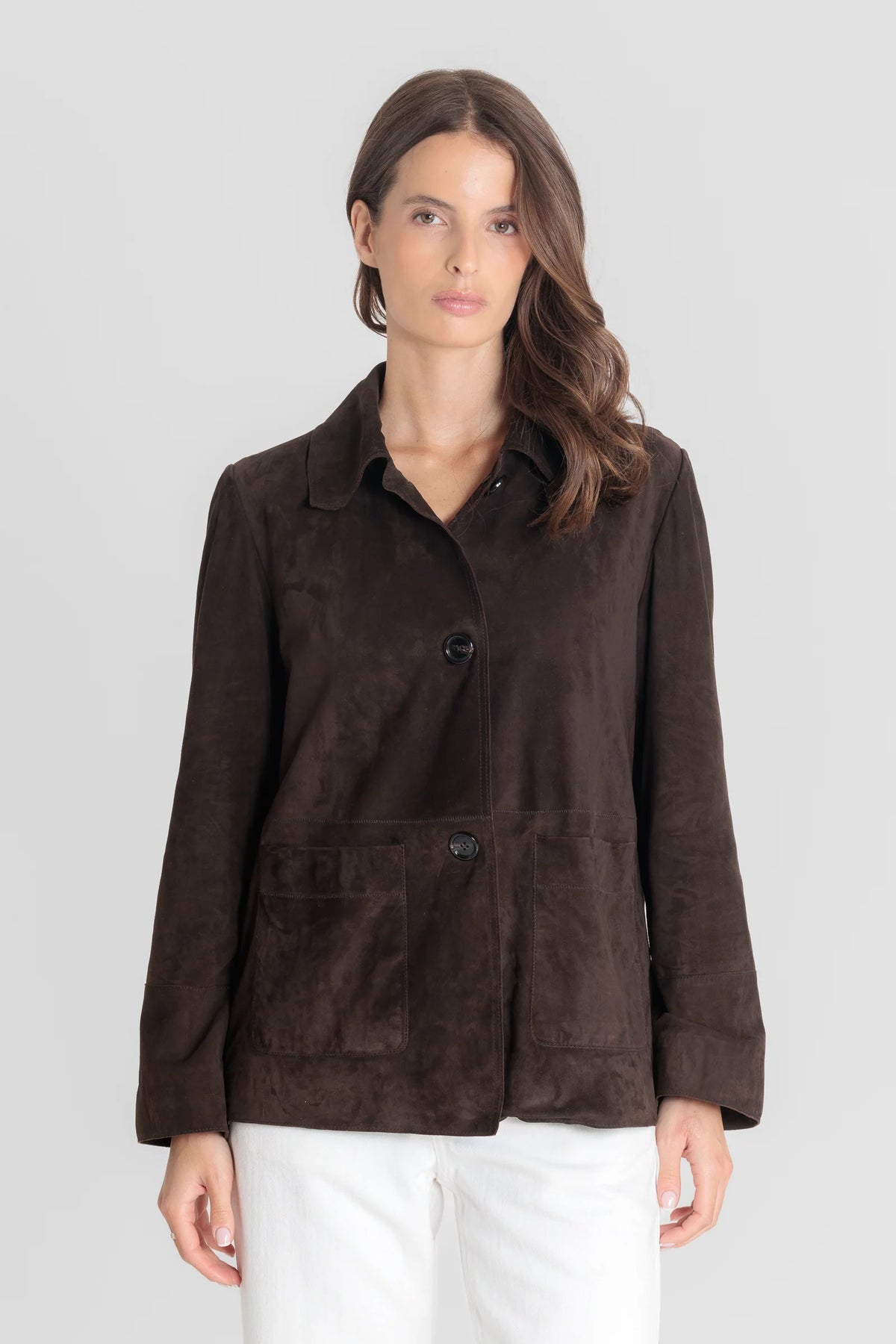 Veste femme Serge Pariente Juna cuir velours brown, vue complémentaire
