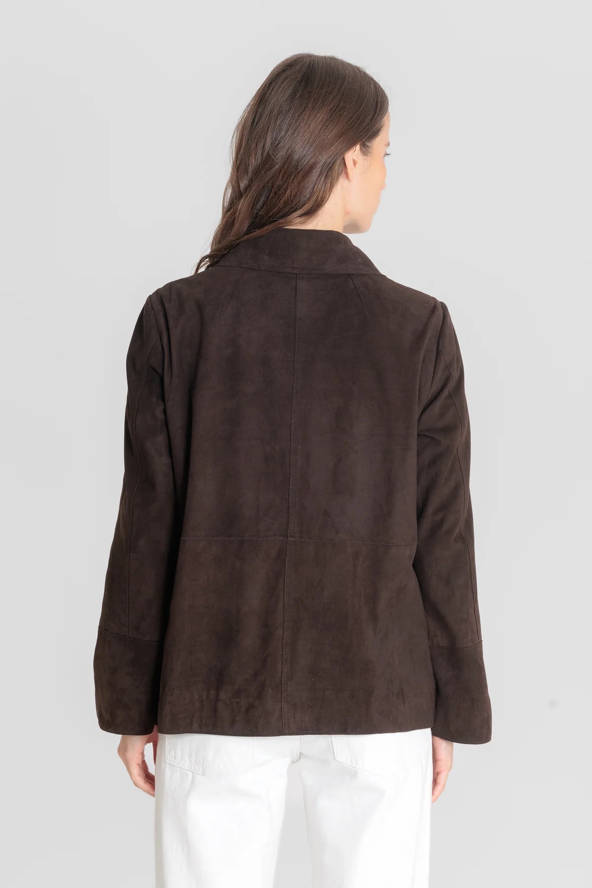 Veste femme Serge Pariente Juna cuir velours brown, autre angle