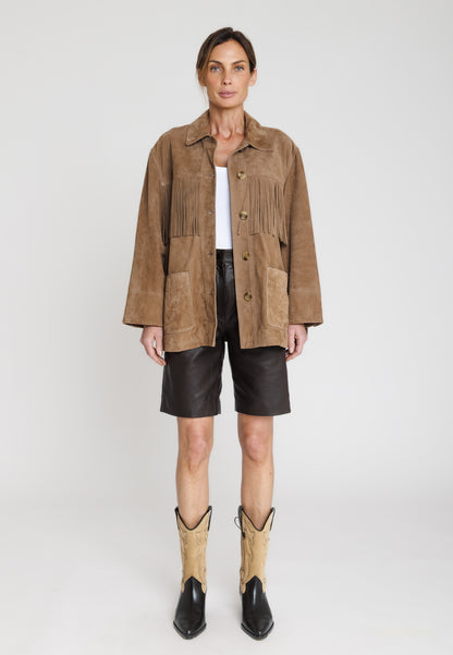 SERGE PARIENTE - VESTE EN CHÈVRE À FRANGES