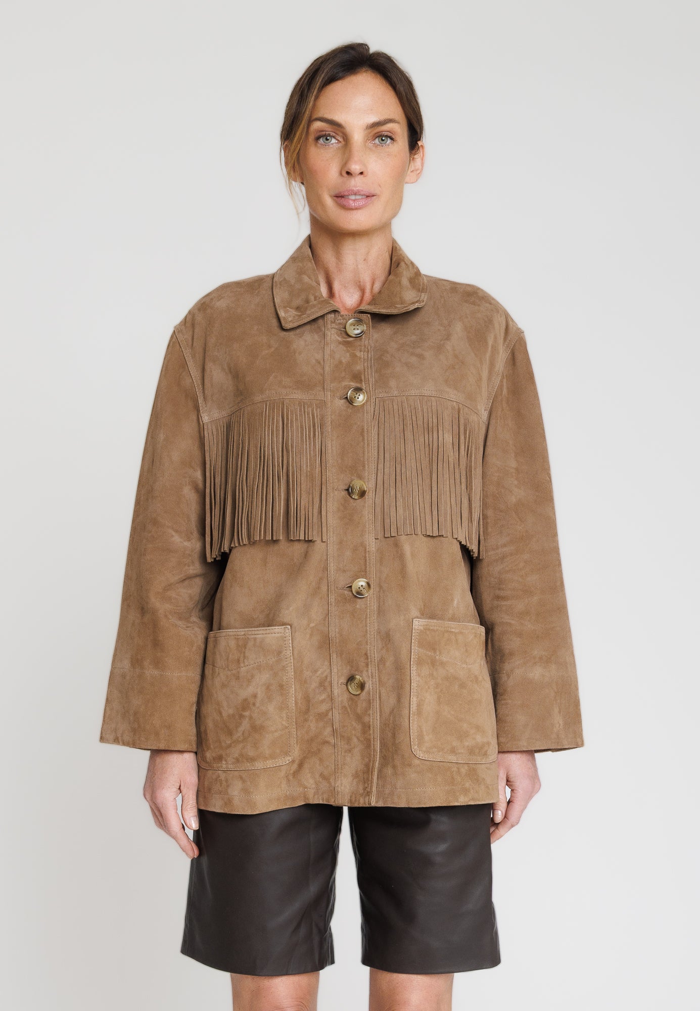 SERGE PARIENTE - VESTE EN CHÈVRE À FRANGES