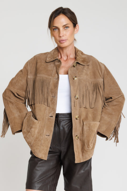 SERGE PARIENTE - VESTE EN CHÈVRE À FRANGES