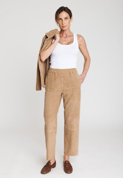 SERGE PARIENTE - PANTALON EN CHÈVRE BEIGE