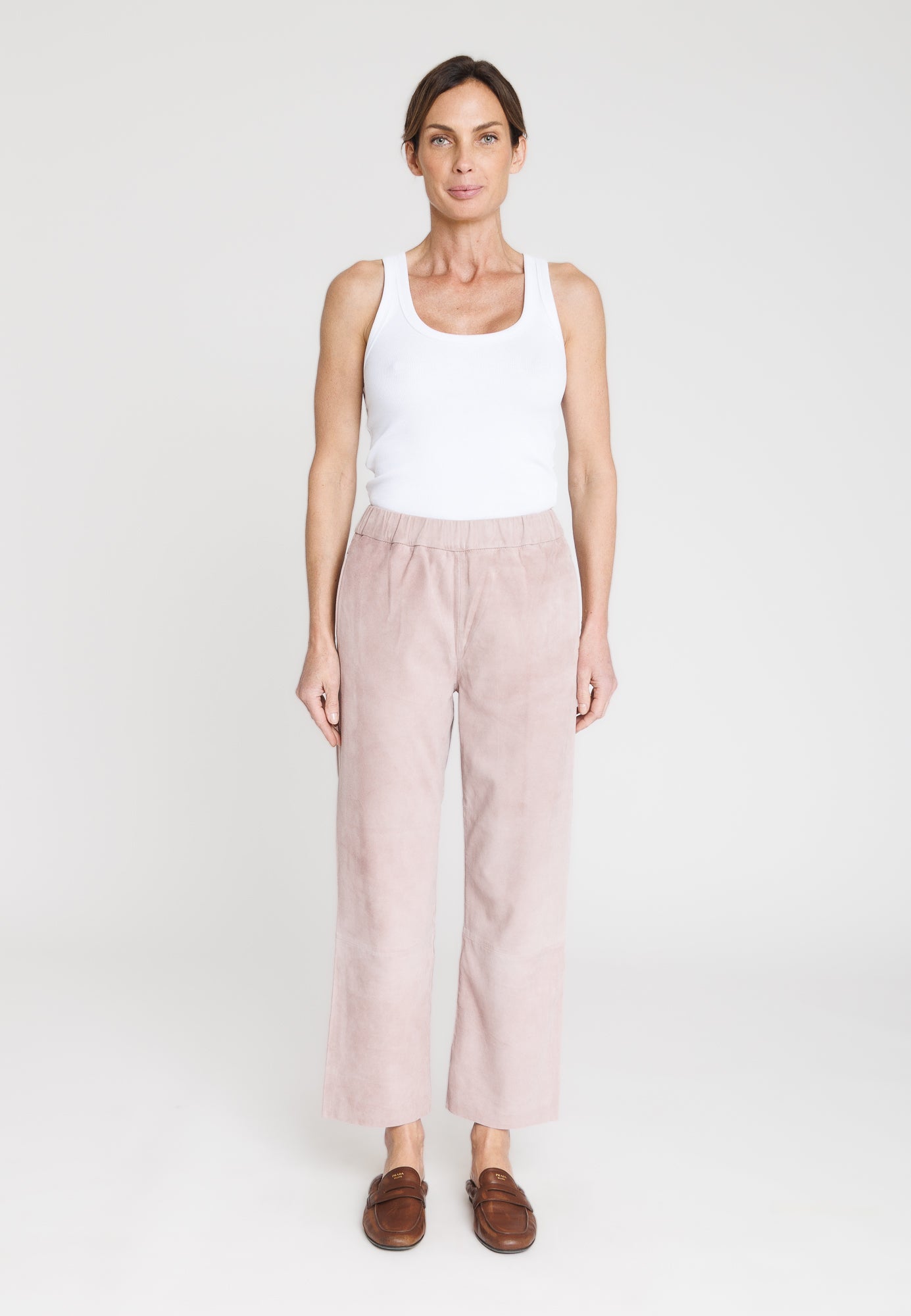 SERGE PARIENTE - PANTALON EN CHÈVRE VIEUX ROSE