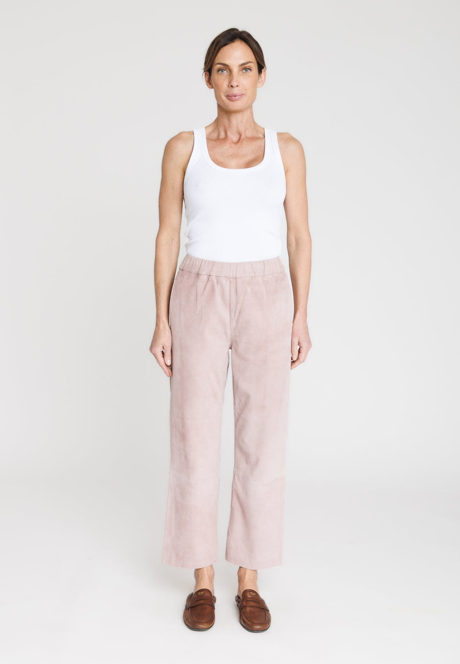 SERGE PARIENTE - PANTALON EN CHÈVRE VIEUX ROSE