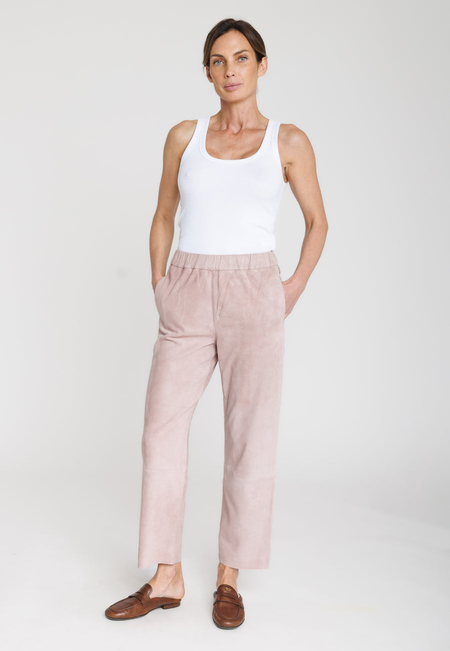 SERGE PARIENTE - PANTALON EN CHÈVRE VIEUX ROSE