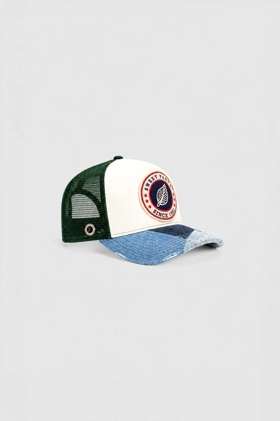 Casquette trucker Sweet Pants Patchwork coloris seaweed, vue de détail