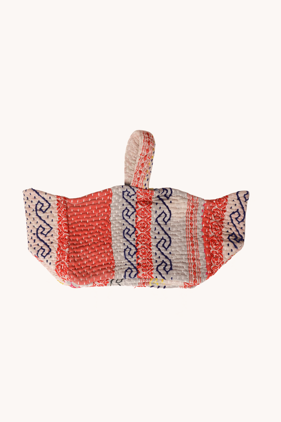 L'ÎLE BLEUE - PANIÈRE DE RANGEMENT EN KANTHA ROUGE ET GRIS
