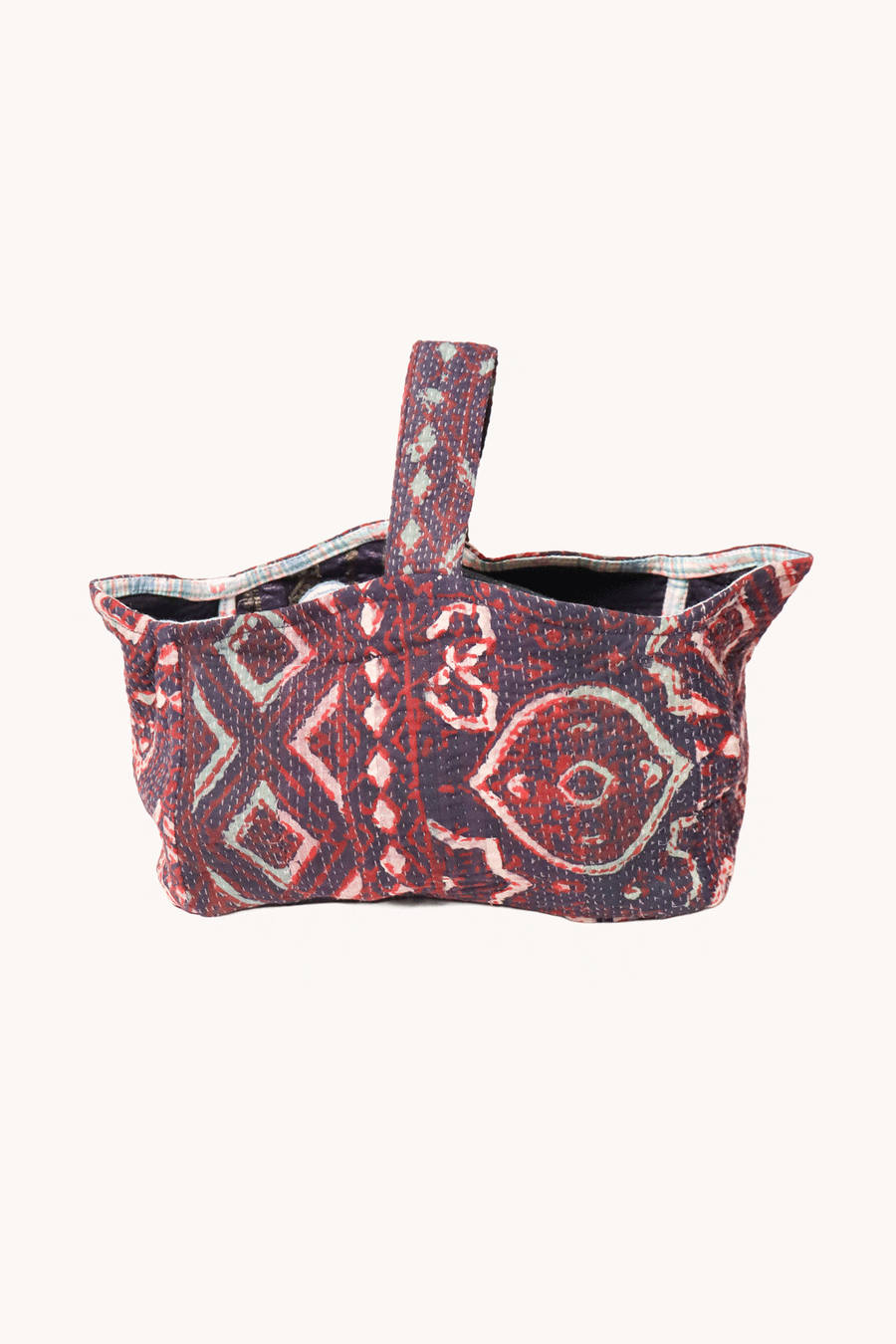 L'ÎLE BLEUE - PANIÈRE DE RANGEMENT EN KANTHA ROUGE