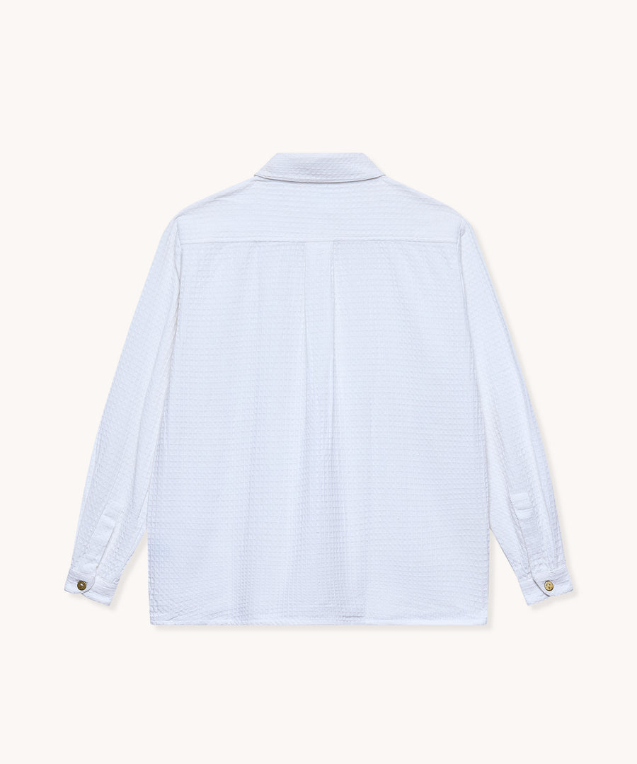 L'ÎLE BLEUE - TUNIQUE HOMME "PABLO" NID D'ABEILLE GROS BOUTONS