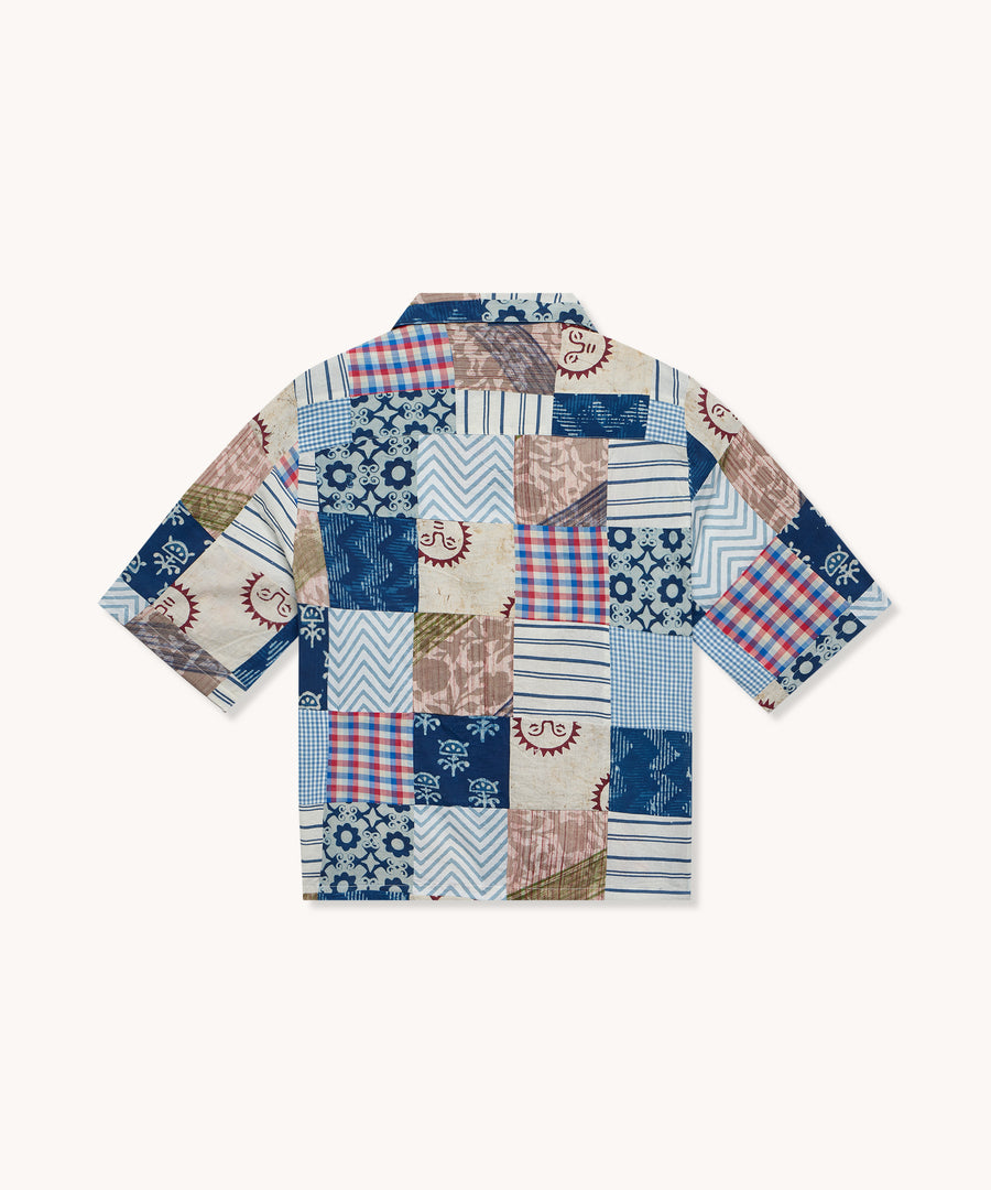 L'ÎLE BLEUE - Chemisette Homme Paco Patchwork bleu