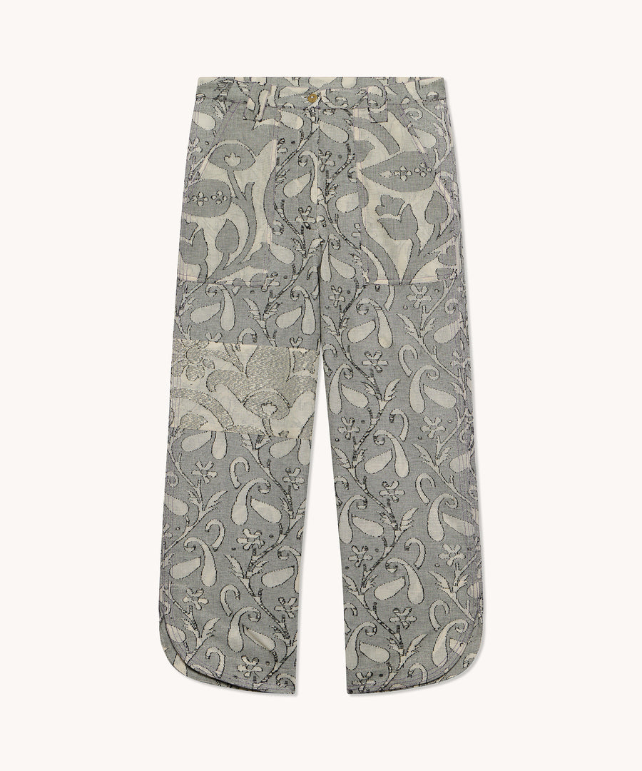 L'ÎLE BLEUE - PANTALON FEMME VALENTINE BLANC ET NOIR À MOTIFS