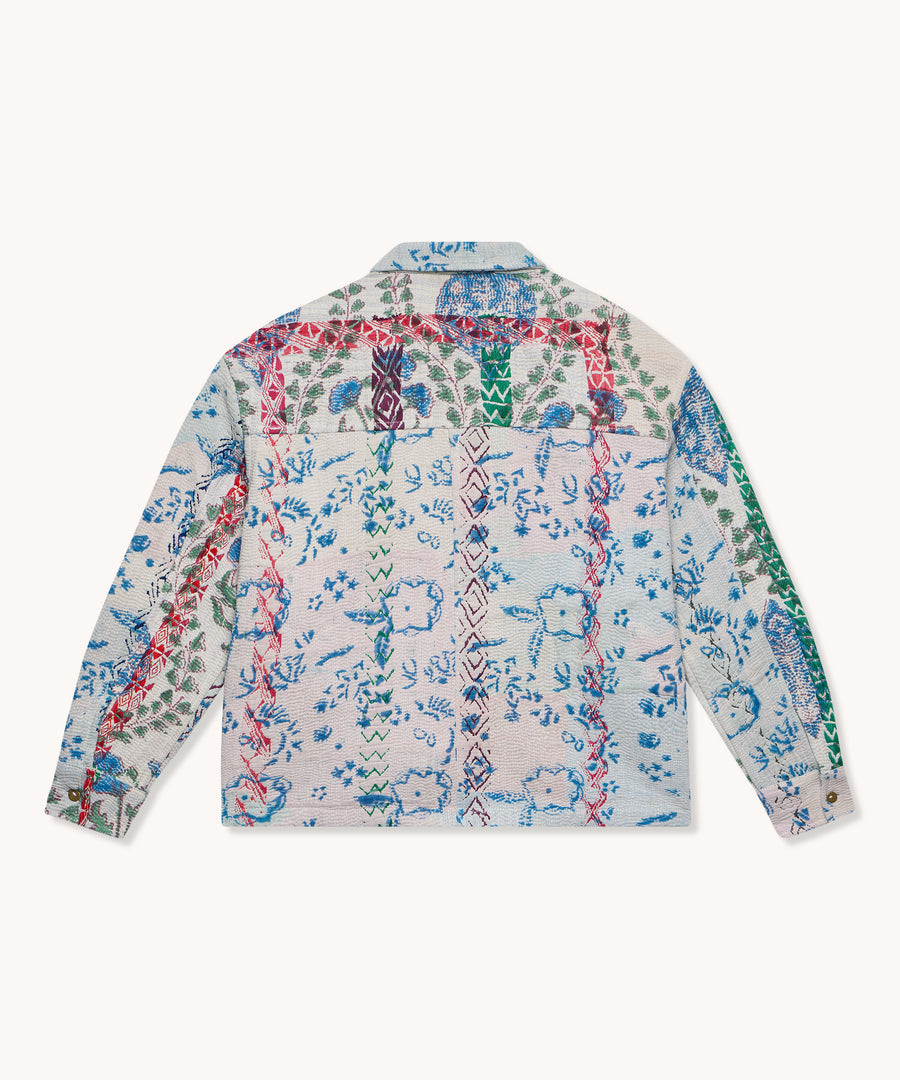 L'ÎLE BLEUE - VESTE POUR FEMME EN KANTHA BLEU