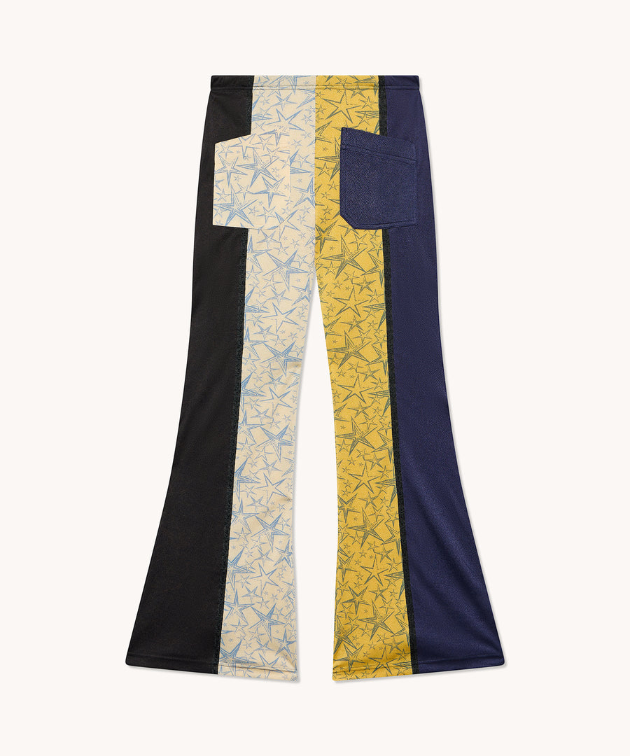 L'ILE BLEUE - Pantalon Flare 60s patchwork jaune & marine