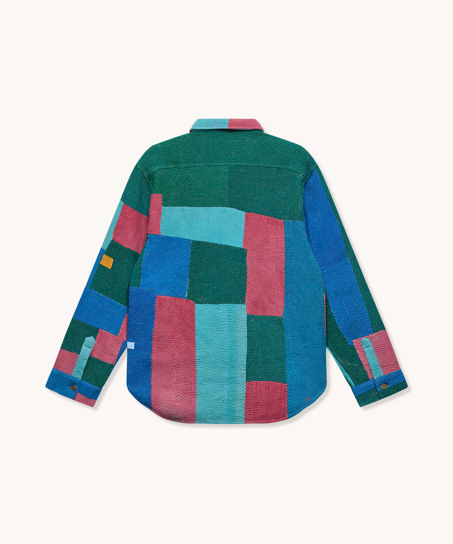 L'ÎLE BLEUE - SURCHEMISE PAUL EN KANTHA GÉOMETRIQUE