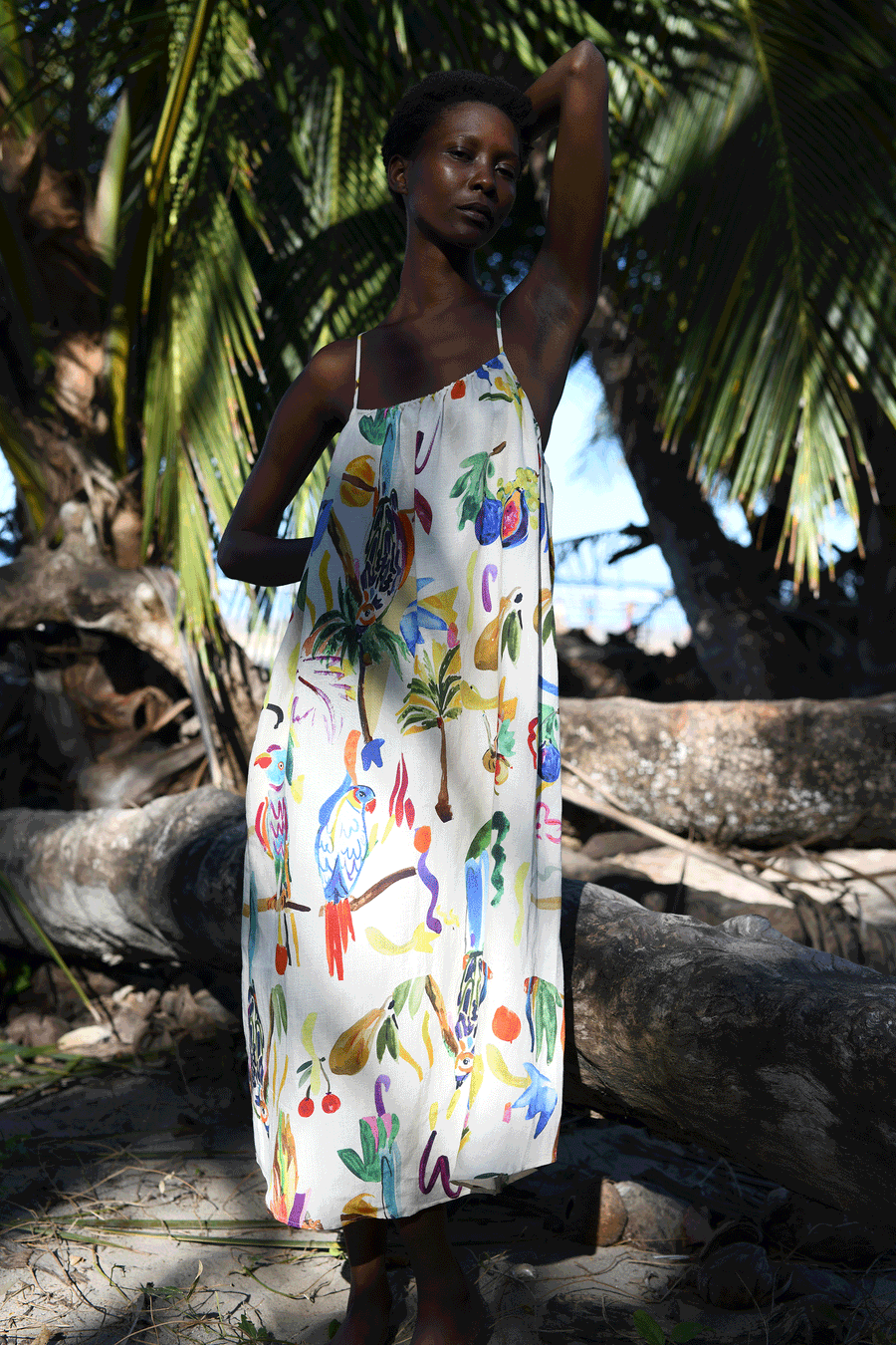 G.KERO - MULTICOLORED PARAKEET LONG DRESS