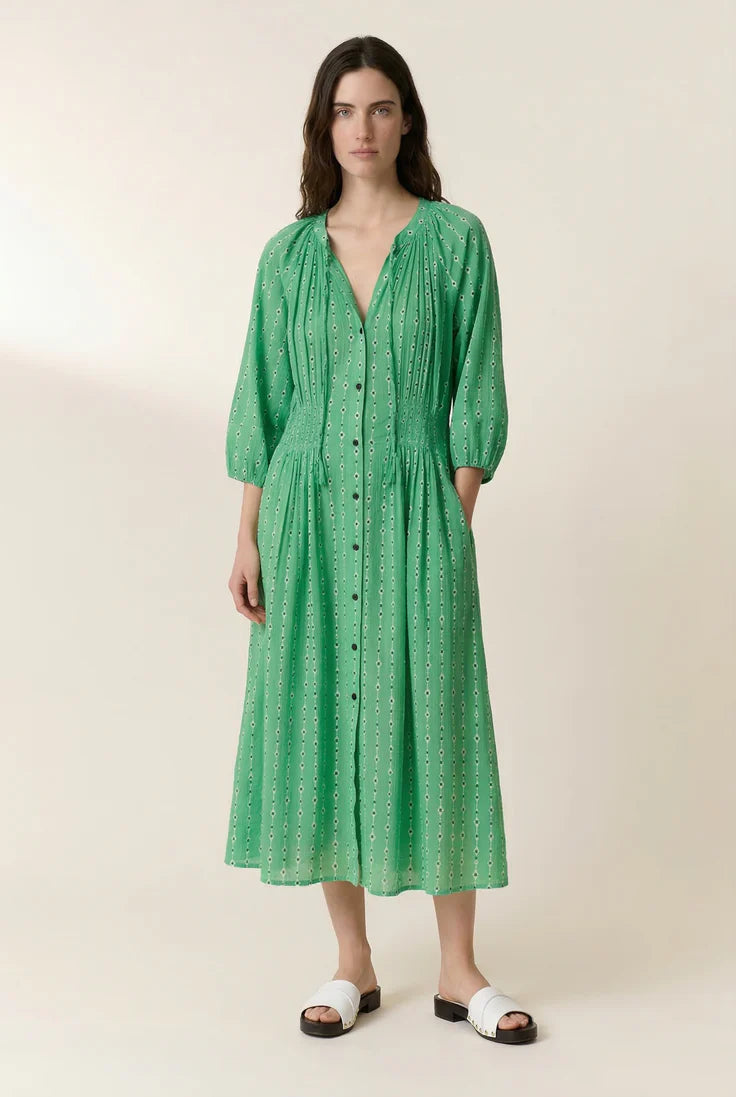 ROBE LONGUE FEMME LOSANGES VERT "ROUDY"