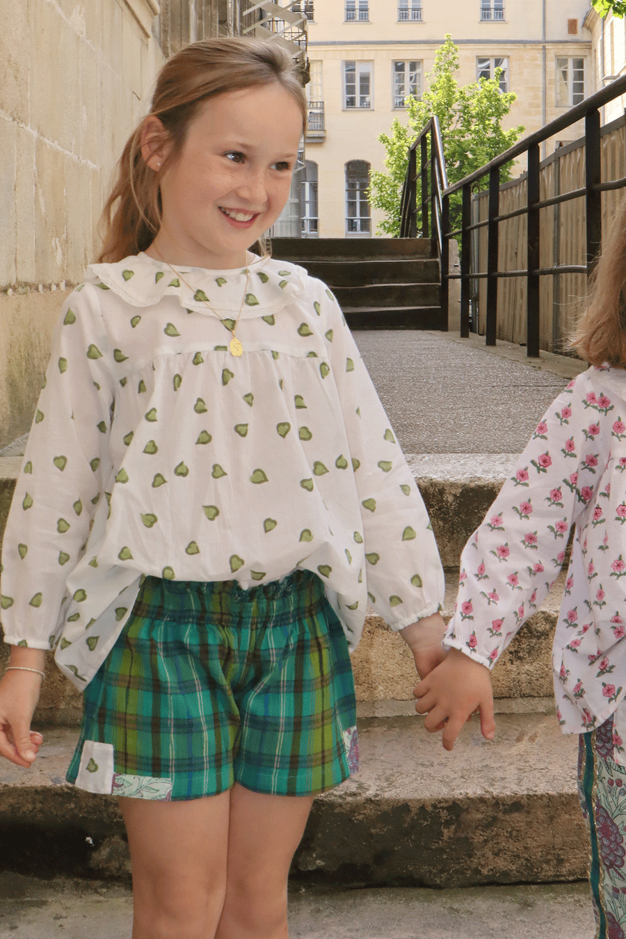 L'ÎLE BLEUE - SHORT POUR ENFANT STYLE TARTAN VERT