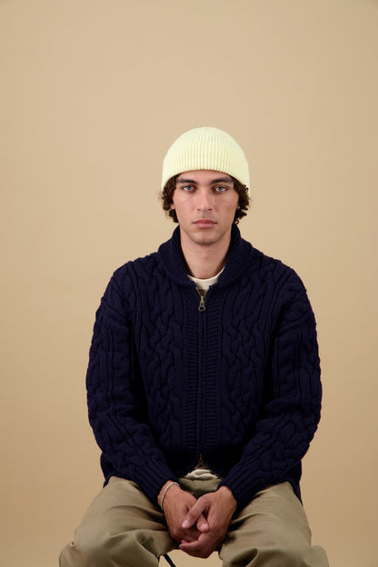 NITTO KNITWEAR - Bonnet Jaune Pâle