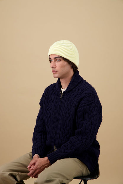 NITTO KNITWEAR - Bonnet Jaune Pâle