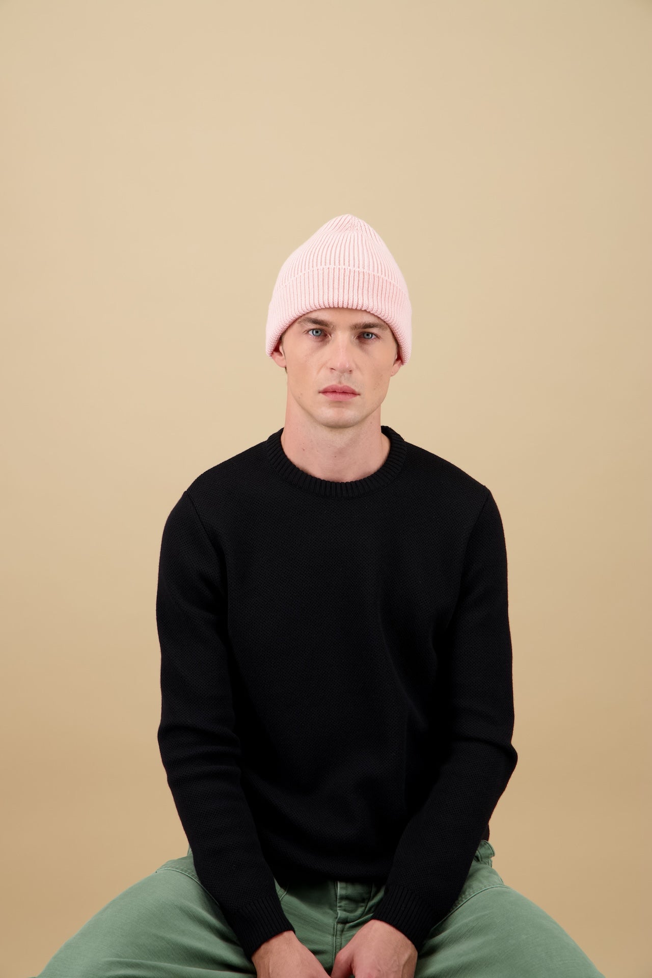 NITTO KNITWEAR - Bonnet Rose Pâle