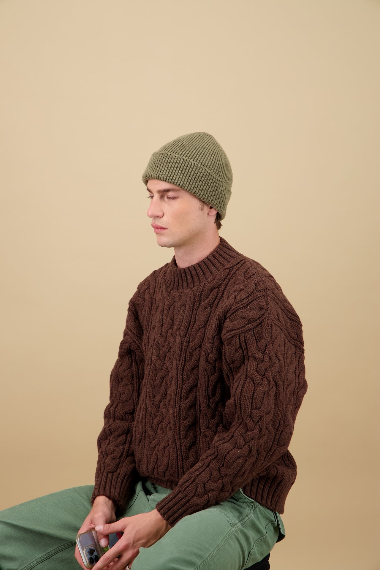 NITTO KNITWEAR - Bonnet Vert Militaire
