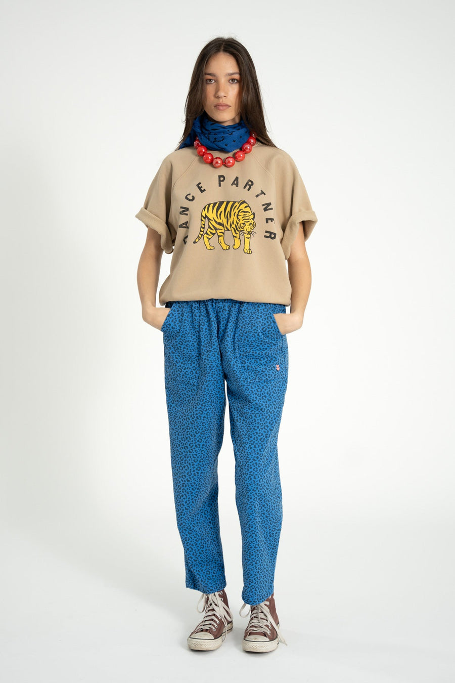 SISTERS DEPARTMENT - SWEAT MANCHES COURTES LEOPARD