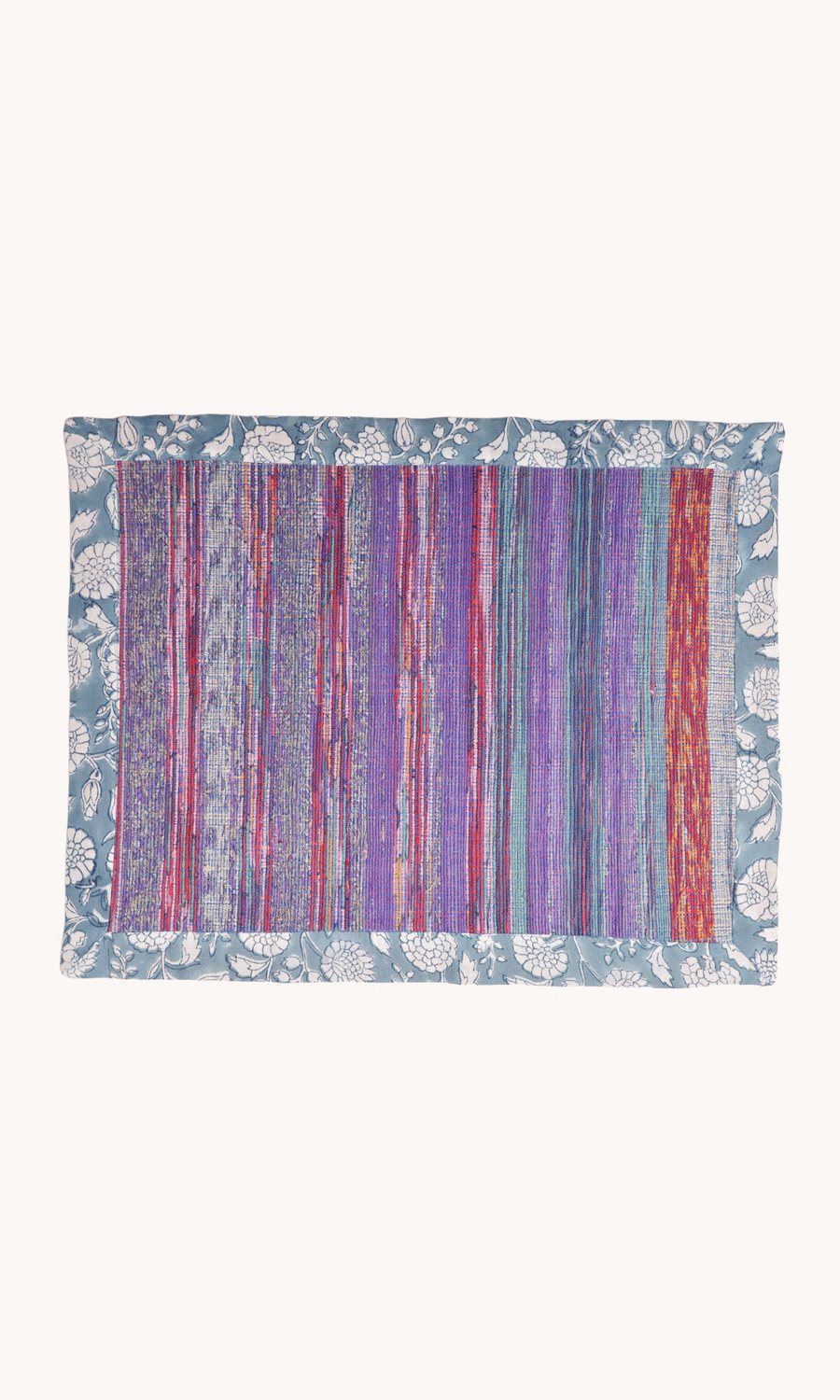 L'ÎLE BLEUE - Set de table Blockprint Violet Fleuri