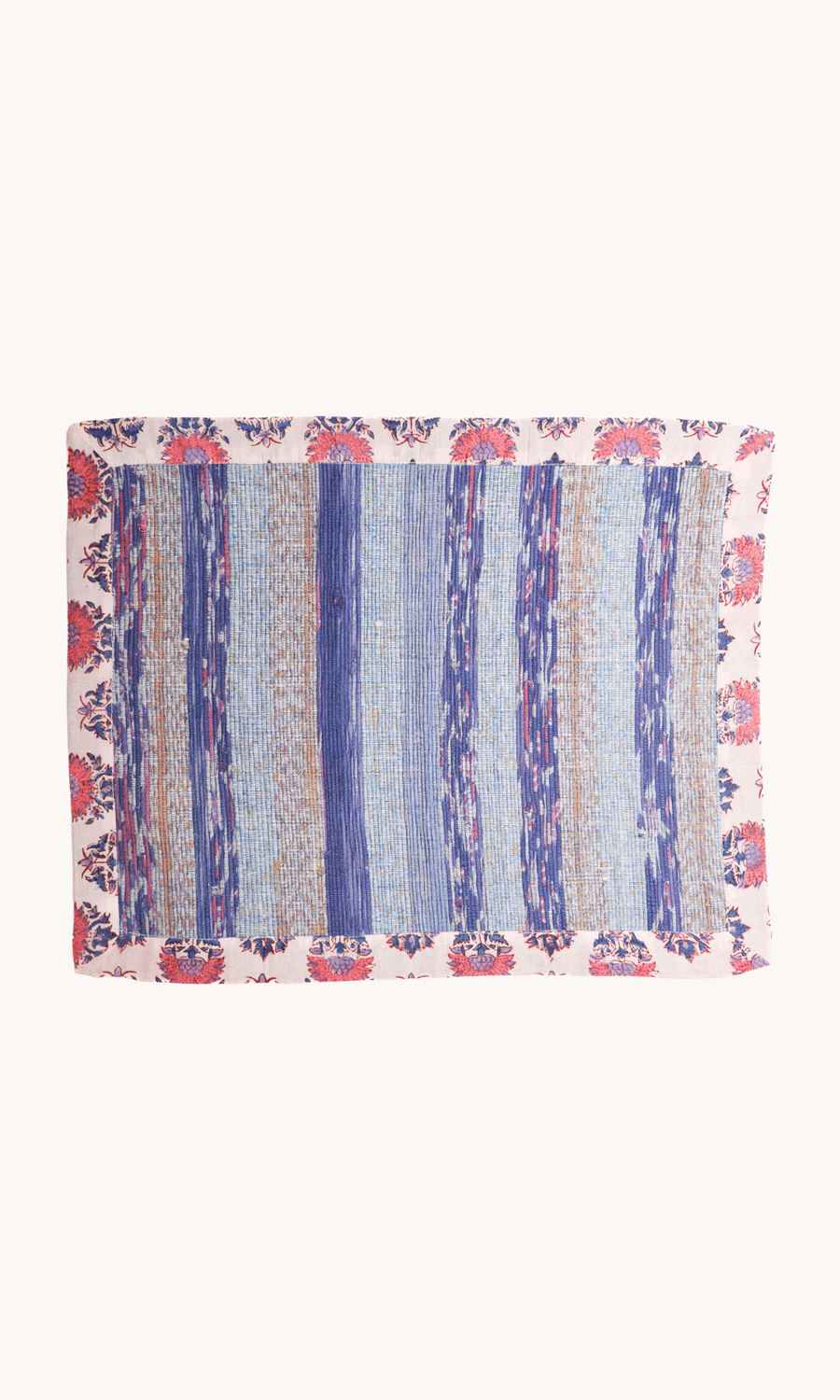 L'ÎLE BLEUE - Set de table Blockprint violet fleurs roses